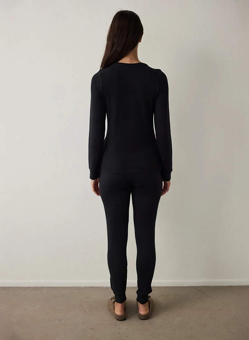 Penti Lana Slogan Printed Crew Neck Pajama Set